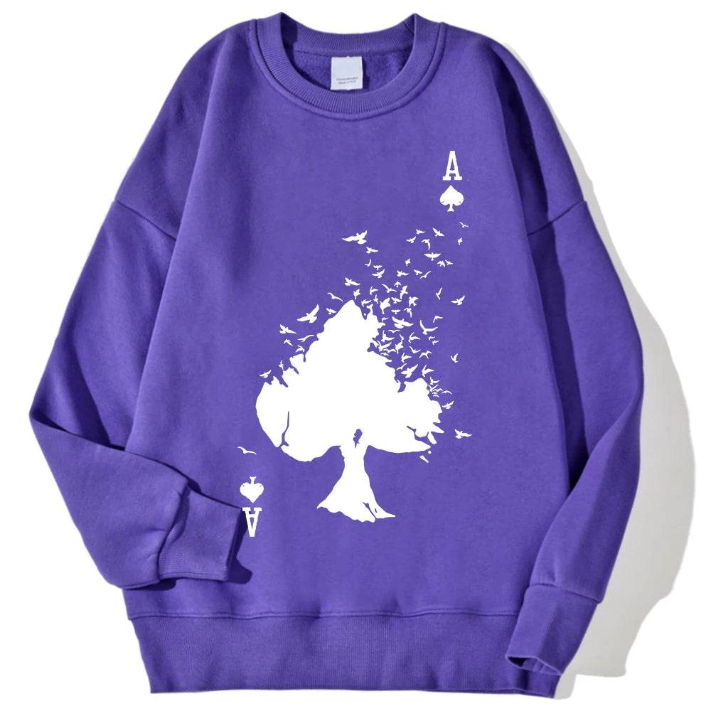 Drifting Spades A Black Pattern Male Sweatshirts Comfortable Creative Pullovers Hip Hop Tops Fleece Casual Streetwear For Mans - Buy Center