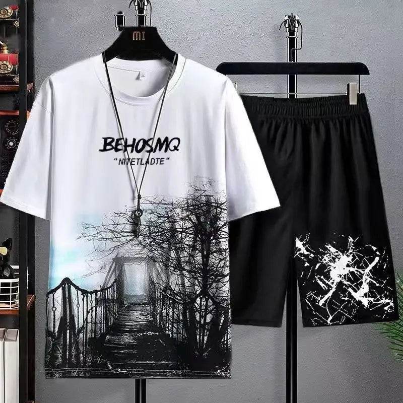 2025 Summer Fashion Men’s Cotton Set - Casual T-shirt & Shorts - Buy Center