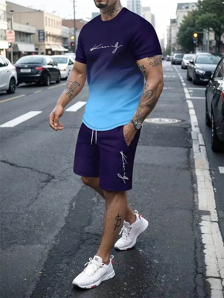 YEAE Men's Summer 2-Piece Suit - Casual 3D Print T-Shirt & Shorts - Buy Center