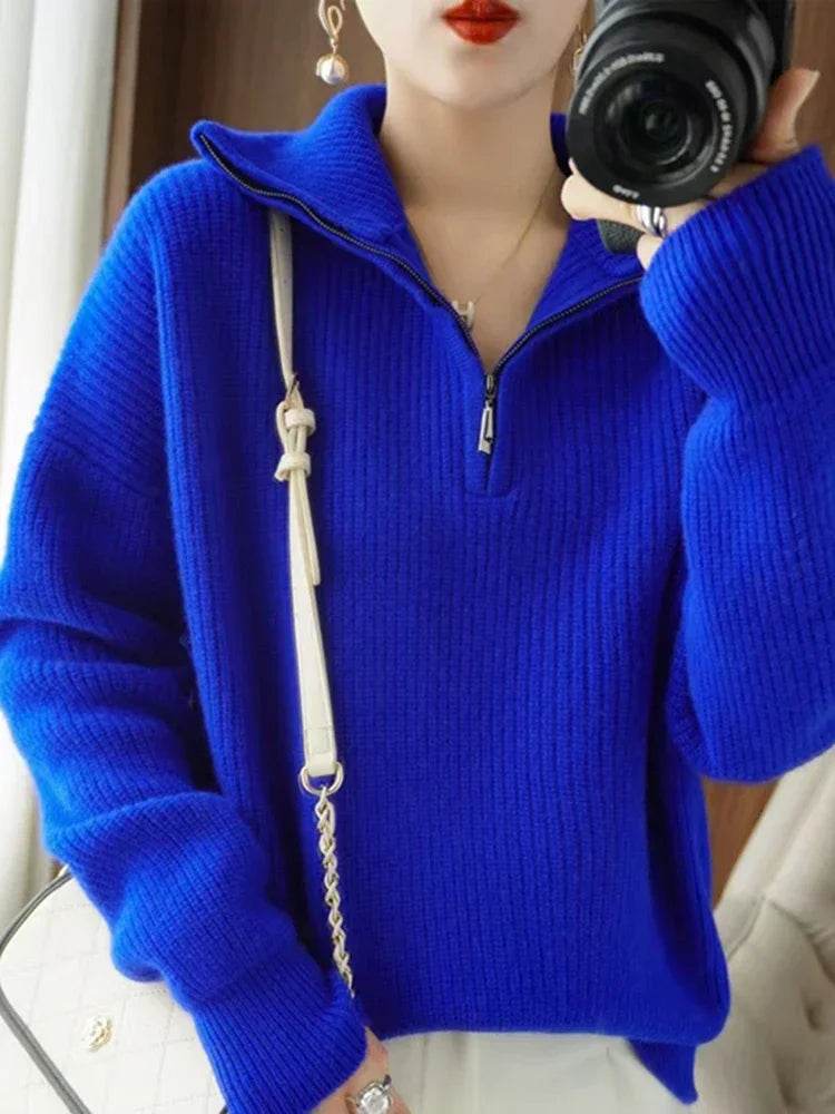 Solid Grey Women’s Turtleneck Sweater - Casual Thick Pullover - Buy Center