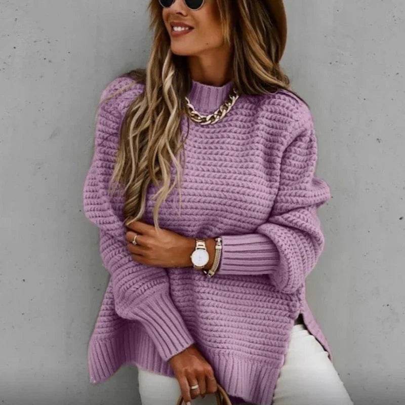 Women's Thick Turtleneck Pullover - Side Split, Cold Resistance Sweater - Buy Center