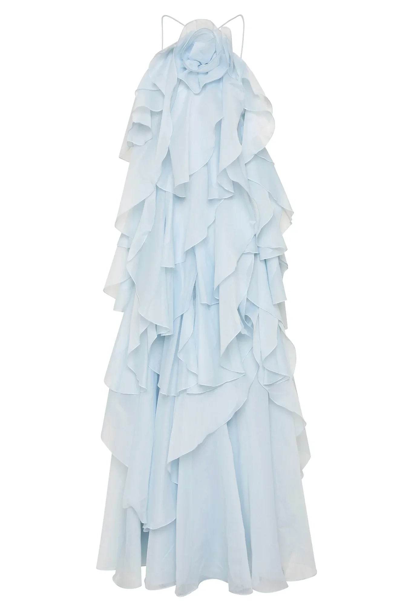 Elegant Backless Ruffled Halter Dress for Women - Luxurious Party Look - Buy Center