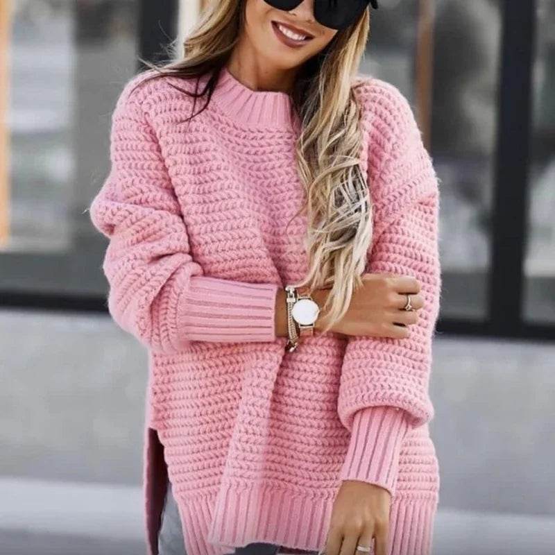 Women's Thick Turtleneck Pullover - Side Split, Cold Resistance Sweater - Buy Center