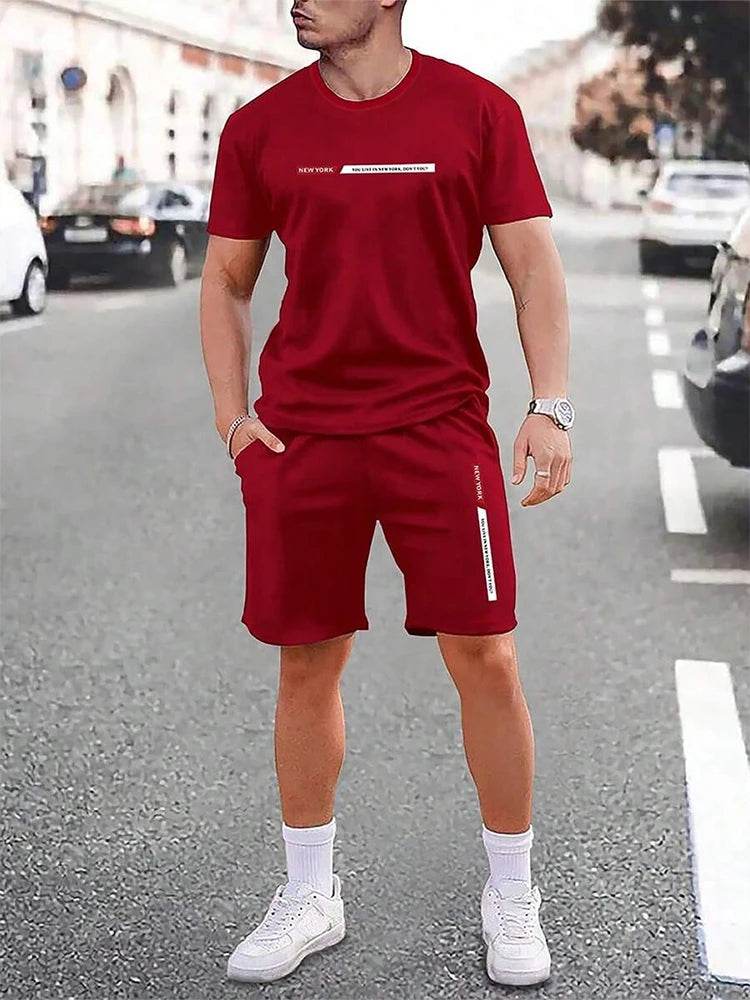 Men's Casual Crew Neck Short Sleeve Suit - Comfortable Outdoor Style - Buy Center