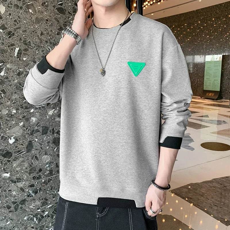 Autumn/Winter Casual Men's Sweater Long Sleeve Pullovers Fashion Contrast Crew Neck Sweatshirt Streetwear Men Clothing M-4XL - Buy Center