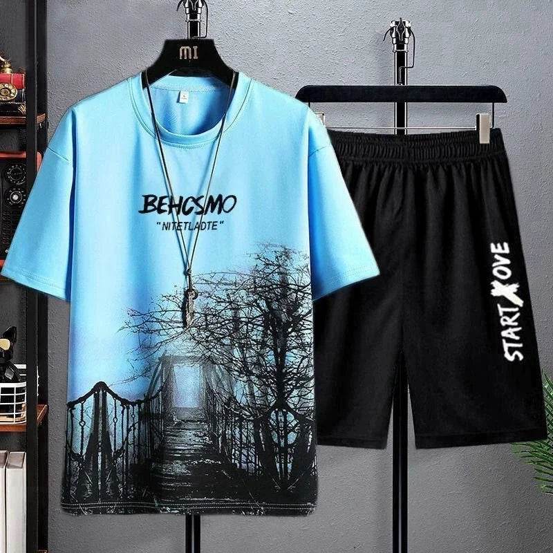 Men's Casual Summer Suit - Plus Size Round Neck Half Sleeve Top - Buy Center