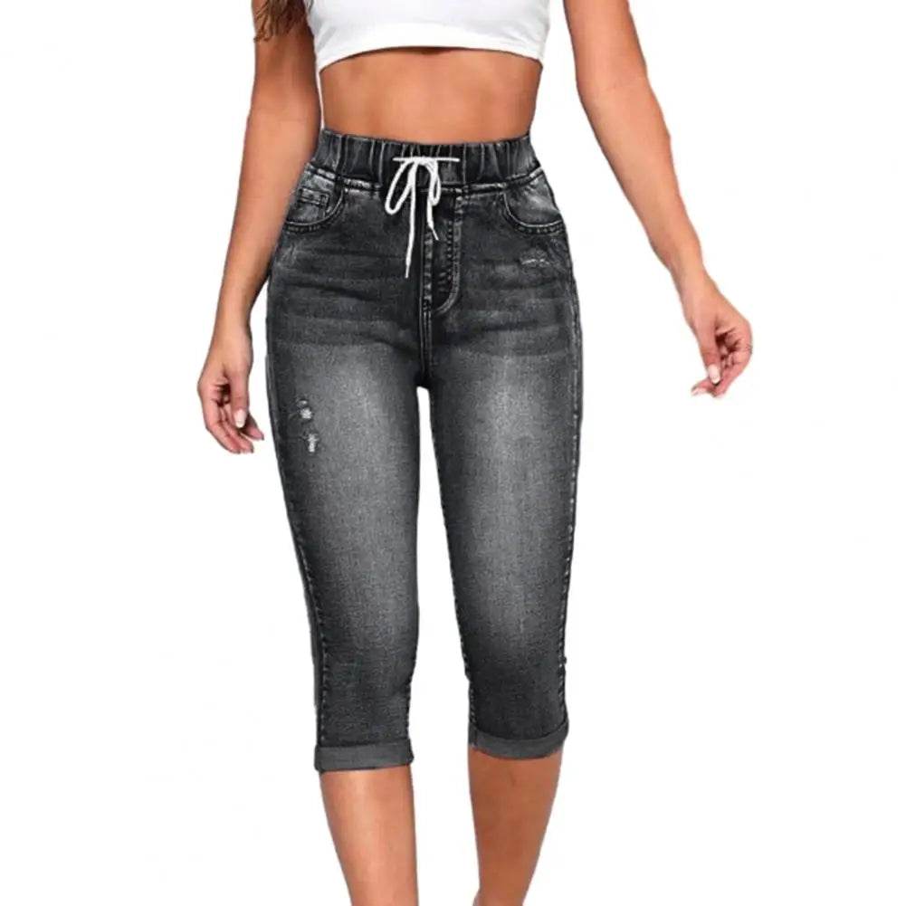 SANWOOD High Waist Denim Jeggings - Casual 3/4 Summer Pants for Women - Buy Center