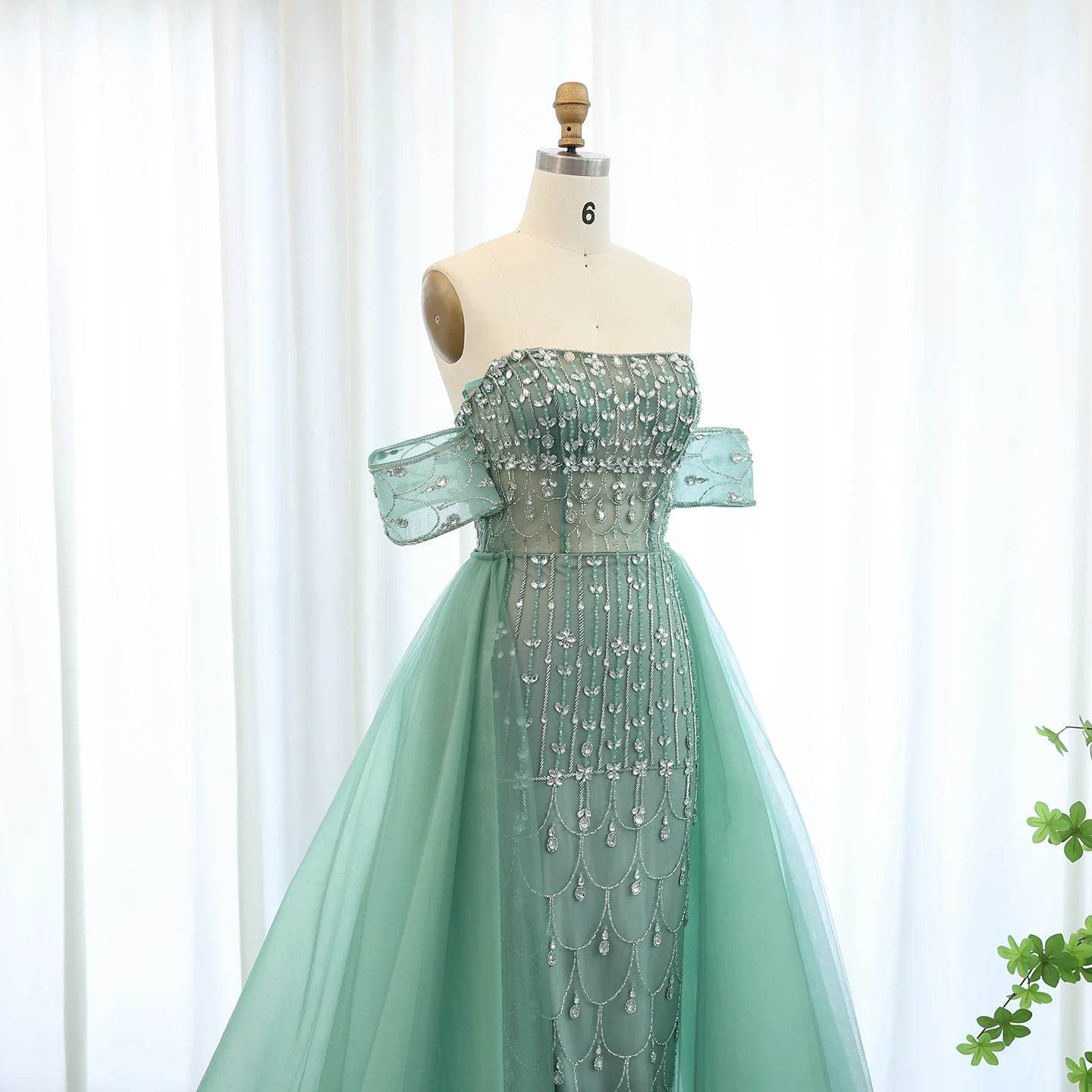Sharon Said Luxury Mermaid Evening Dress - Strapless Beaded Gown - Buy Center