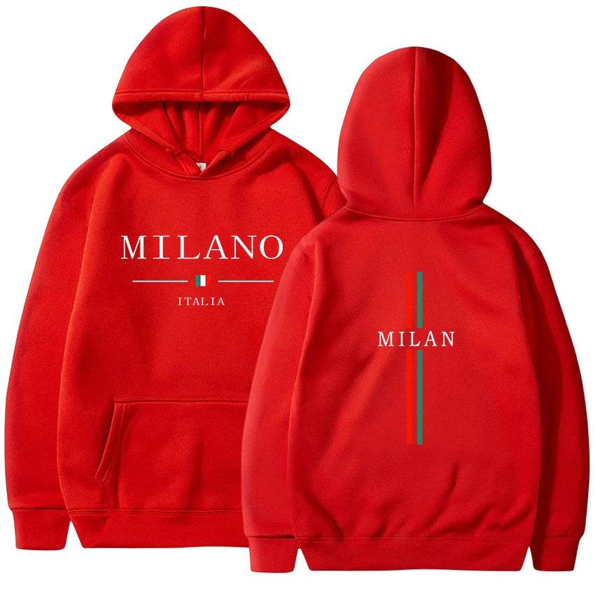 Casual Men's Hoodie Pullover - Milan Print, Versatile High-Quality Sweatshirt - Buy Center