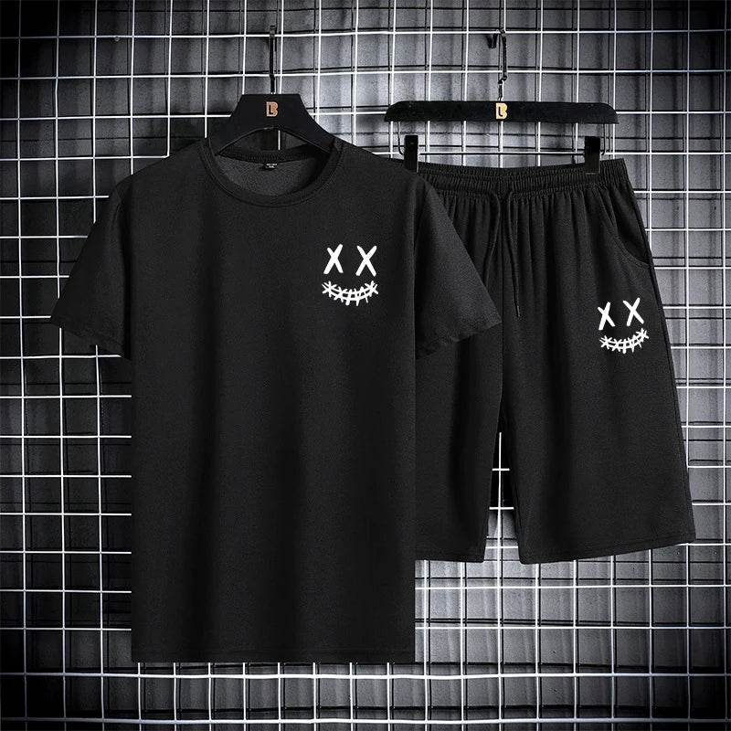 Men's Summer Sports Set - Round Neck T-Shirt & Shorts, Slim Fit - Buy Center