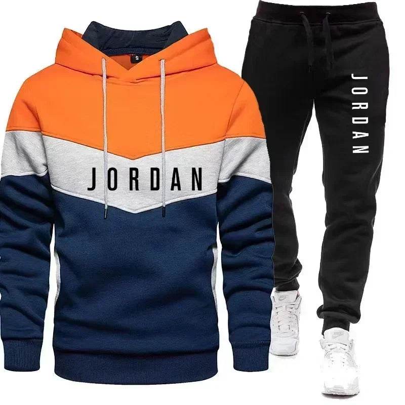 Men's Spliced Casual Hoodie & Pants Set - Spring Autumn Sports Suit - Buy Center