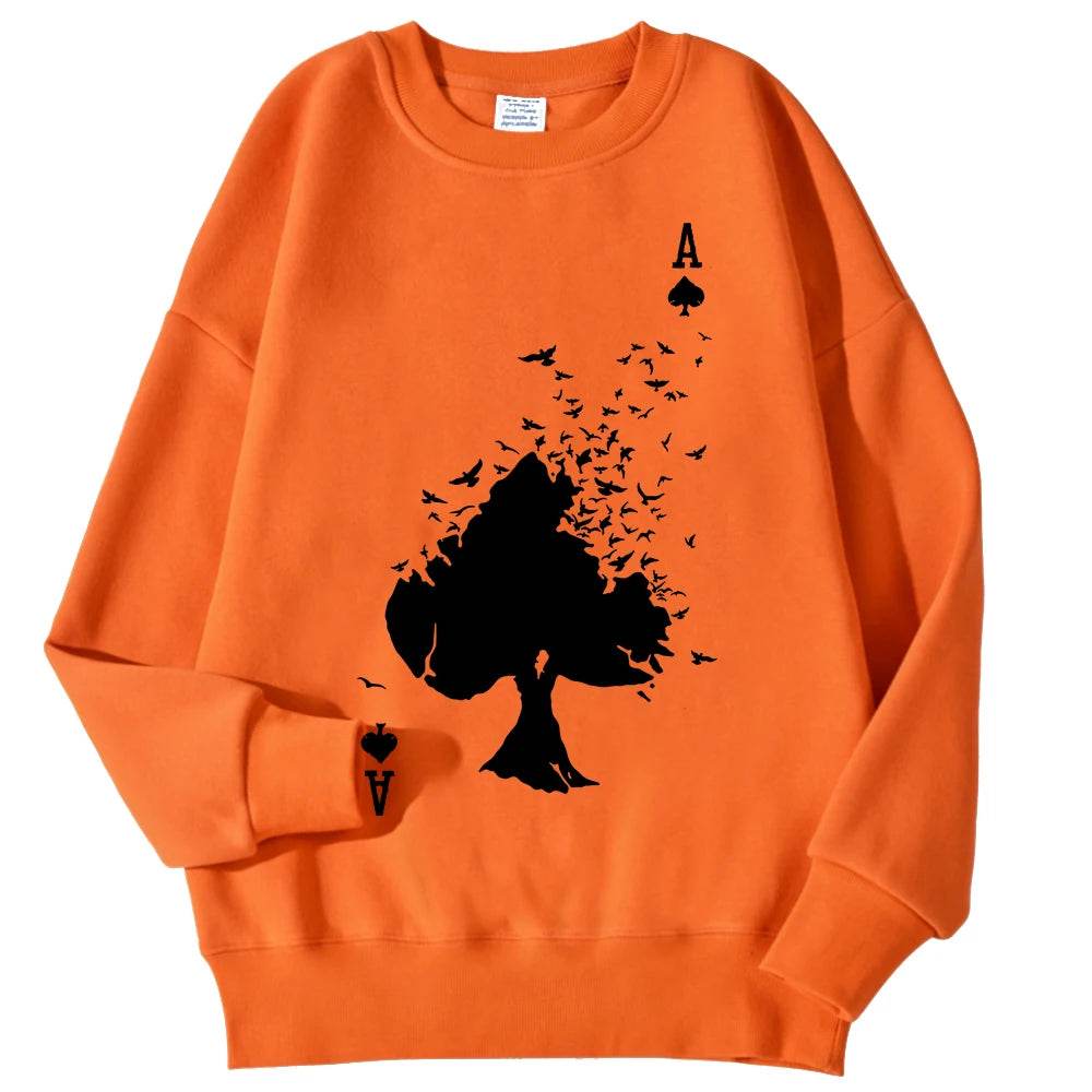 Drifting Spades A Black Pattern Male Sweatshirts Comfortable Creative Pullovers Hip Hop Tops Fleece Casual Streetwear For Mans - Buy Center