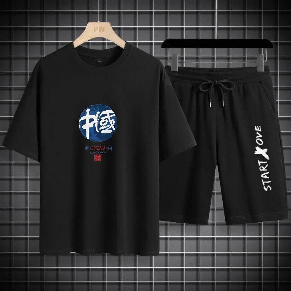 Men's Summer Quick-Drying Casual Tracksuit - Short Sleeve T-Shirt & Shorts - Buy Center