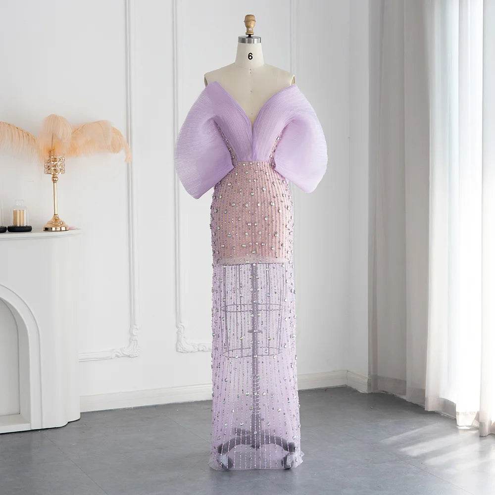 Sharon Said Lilac Evening Dress - Off Shoulder Formal Gown for Women - Buy Center