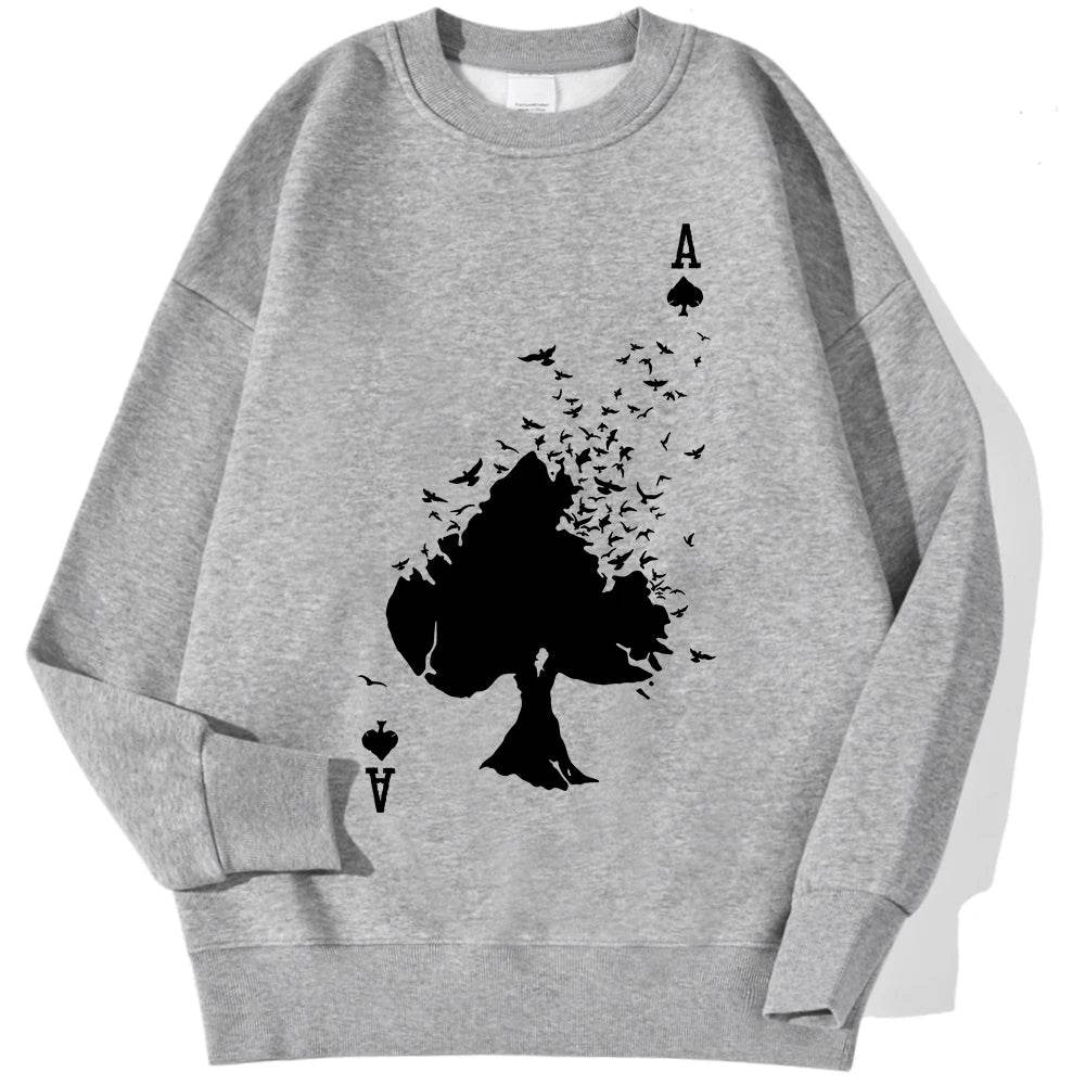 Drifting Spades A Black Pattern Male Sweatshirts Comfortable Creative Pullovers Hip Hop Tops Fleece Casual Streetwear For Mans - Buy Center
