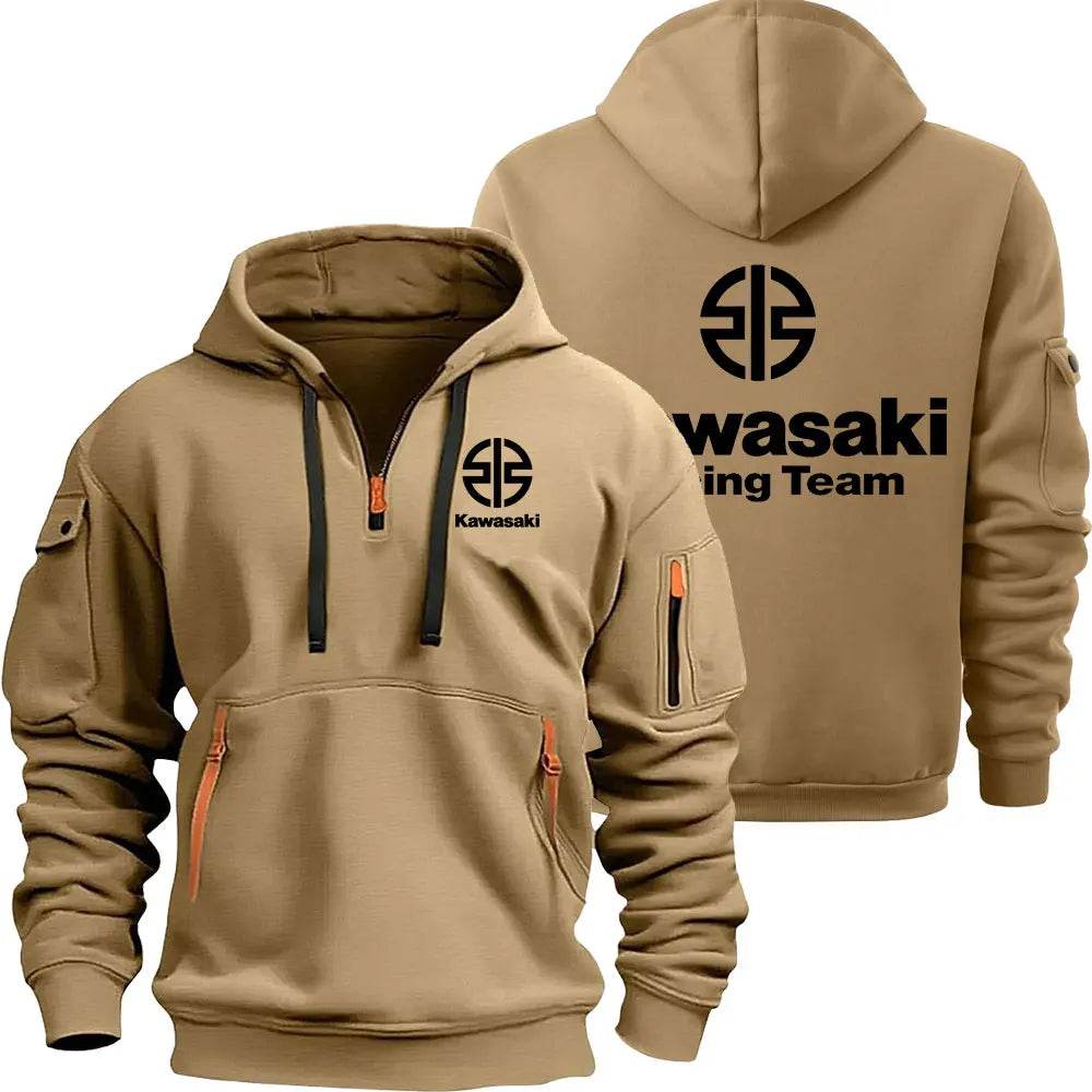Kawasaki Men's Half Zipper Hoodie - Casual Spring Autumn Pullover - Buy Center