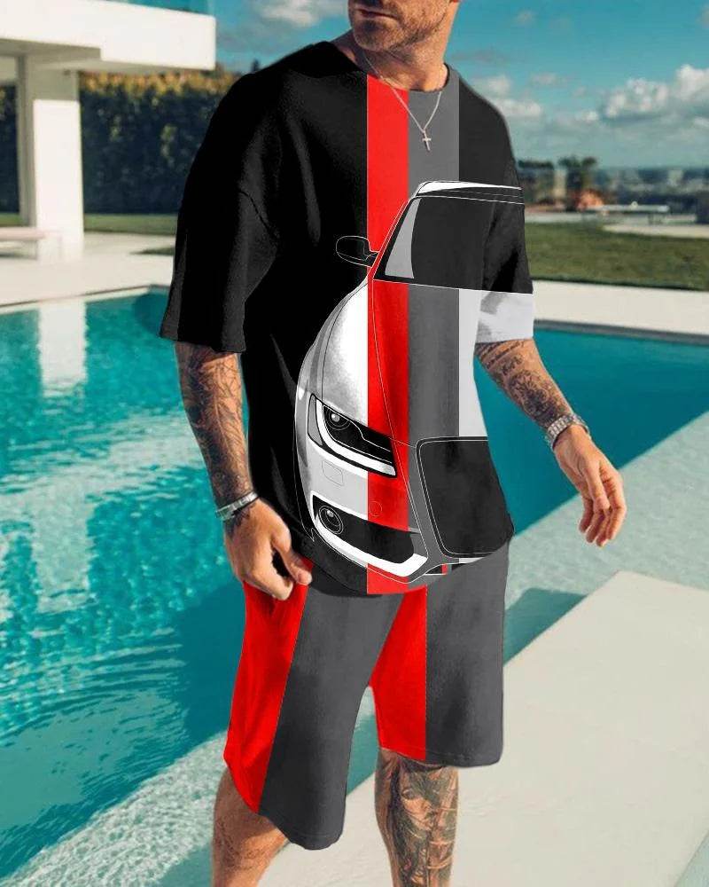 Men's Summer 3D Printed Tracksuit Set - Casual Eagle Design - Buy Center