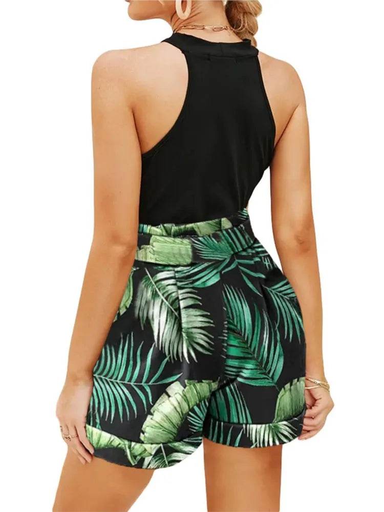Summer Women's 2-Piece Tank Top & Shorts Set - Casual Print Outfit - Buy Center