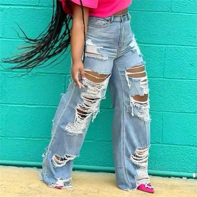 Soniaox Women's High Waist Straight Jeans - Casual Loose Fit Pants - Buy Center