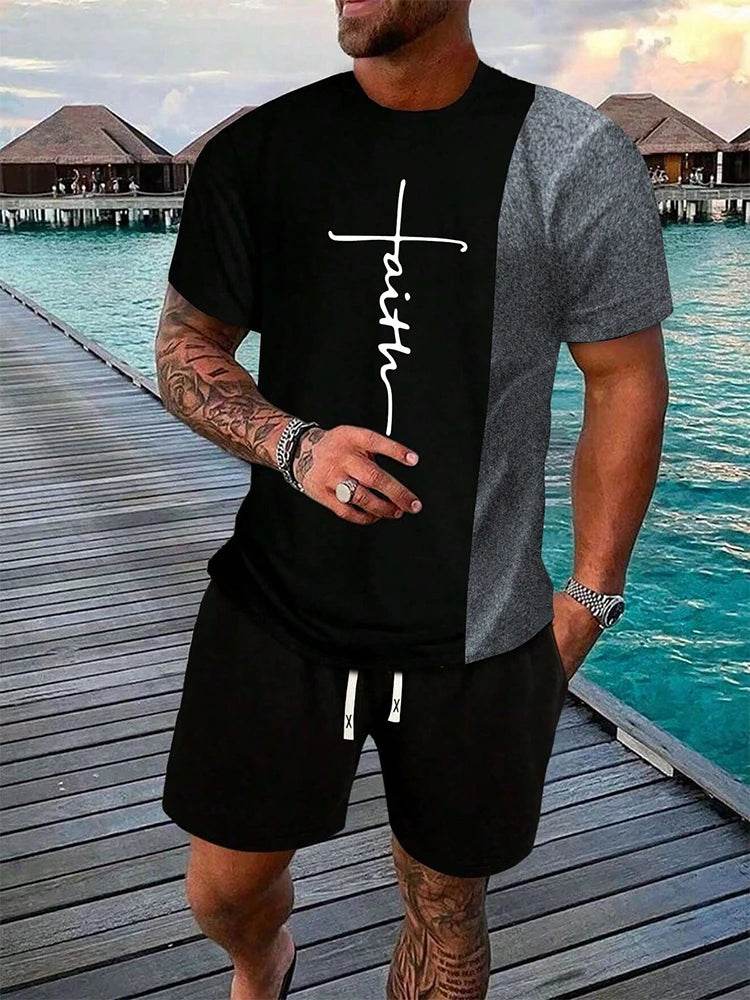 Men's Casual Crew Neck Short Sleeve Suit - Comfortable Outdoor Style - Buy Center