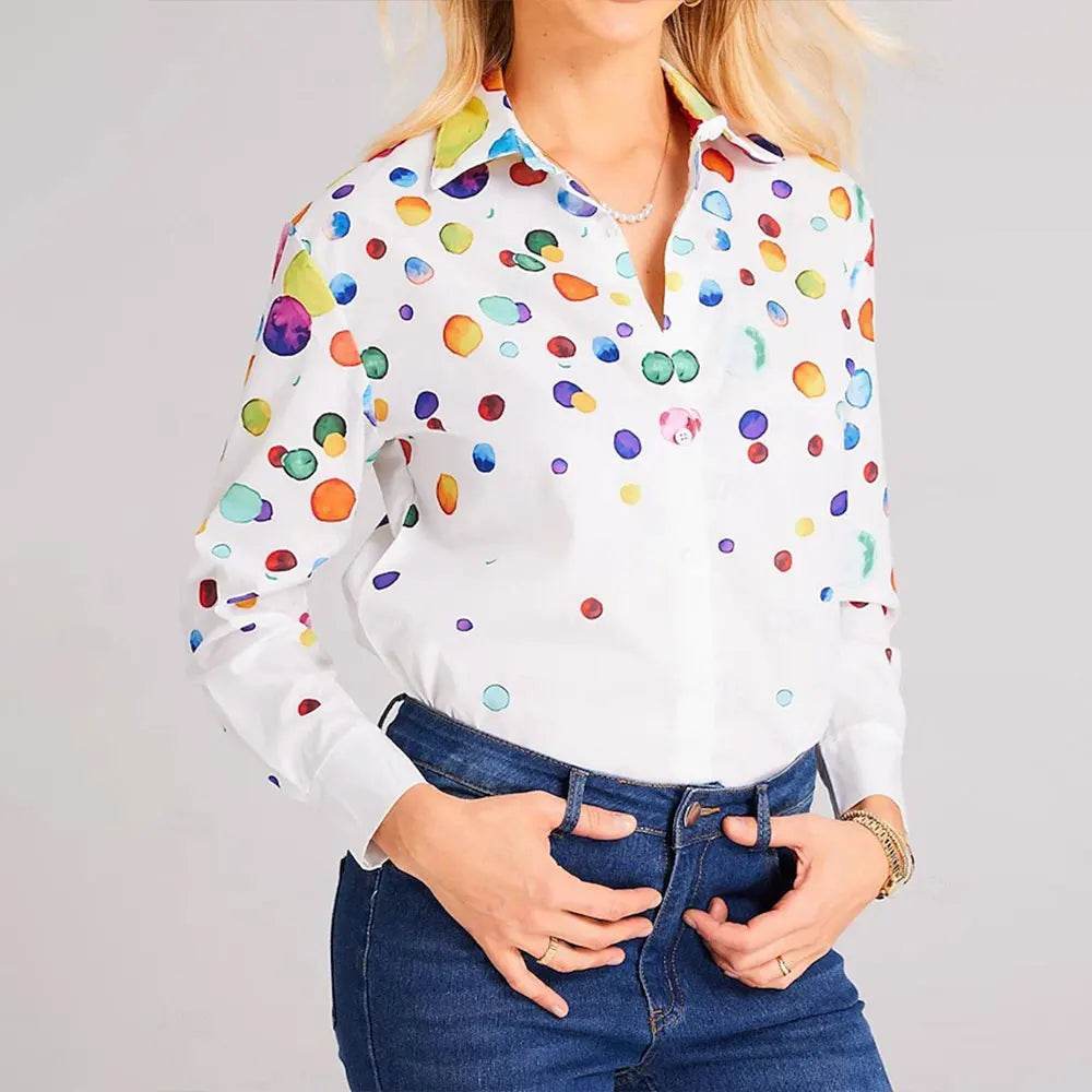 Women's 3D Flower Printed Long Sleeve Blouse - Plus Size Autumn Top - Buy Center