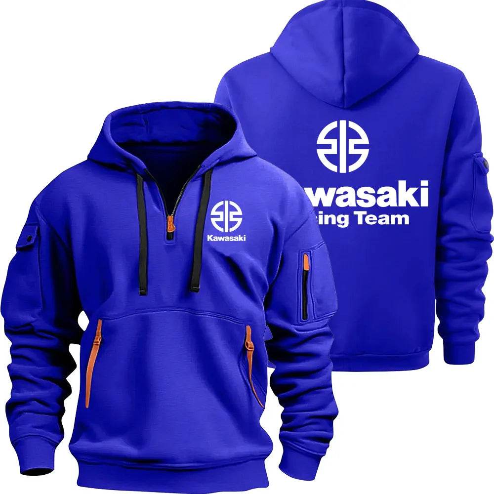 Kawasaki Men's Half Zipper Hoodie - Casual Spring Autumn Pullover - Buy Center