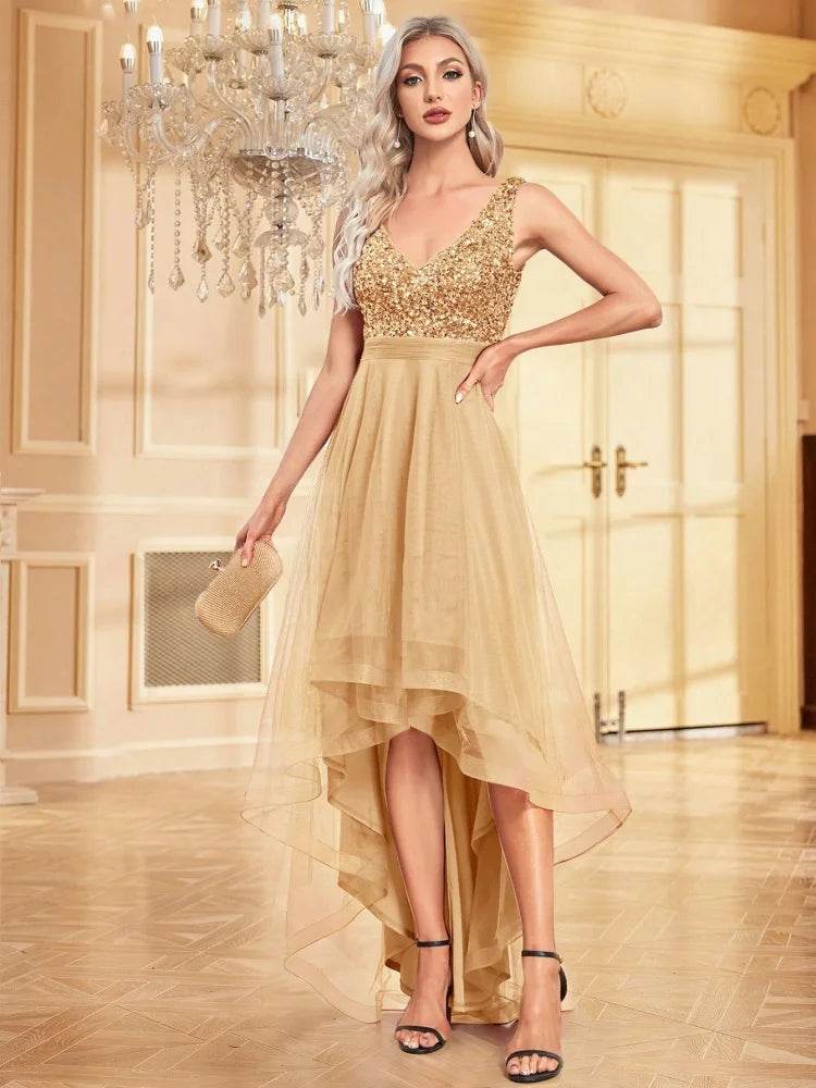 BluePlum Sleeveless Sequin Evening Dress - Formal Floor-Length Gown - Buy Center
