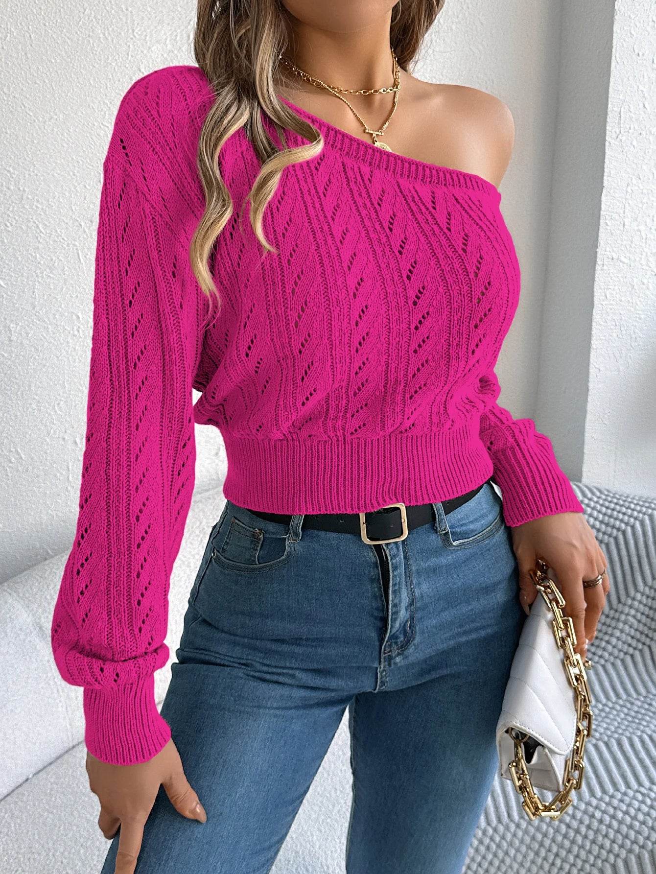 LUSMAY Women's Casual Off-Shoulder Pullover Sweater - Autumn Style - Buy Center