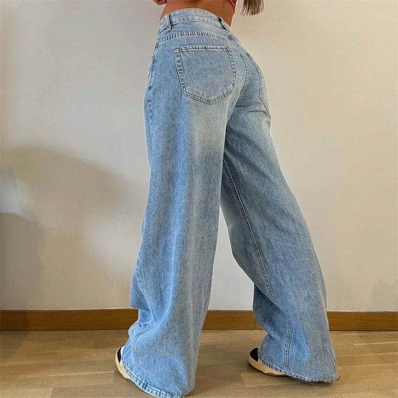 Soniaox Vintage High Waist Jeans - Women's Loose Fit Denim Trousers - Buy Center