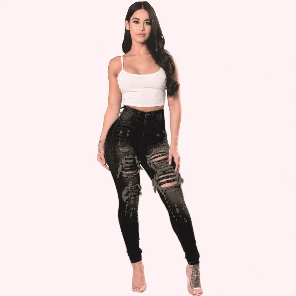 Liva Girl High Waist Ripped Jeans for Women - Skinny Denim Style - Buy Center