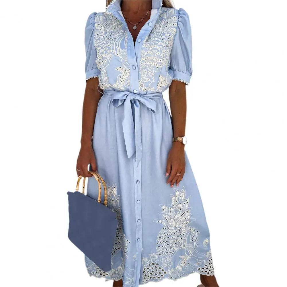 SANWOOD Stylish Beach Maxi Dress - Embroidered Floral Casual Wear - Buy Center