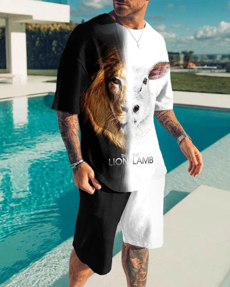 Men's Summer 3D Printed Tracksuit Set - Casual Eagle Design - Buy Center
