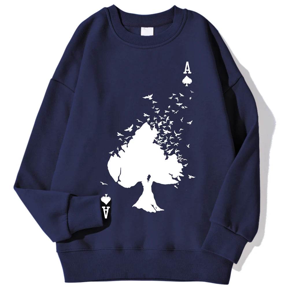 Drifting Spades A Black Pattern Male Sweatshirts Comfortable Creative Pullovers Hip Hop Tops Fleece Casual Streetwear For Mans - Buy Center