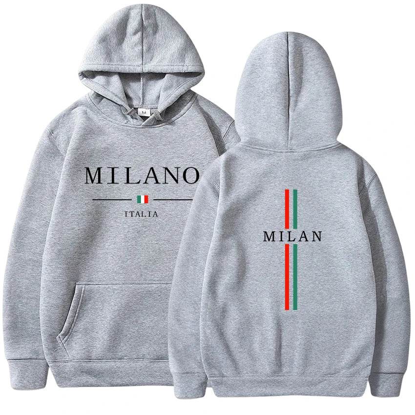 Casual Men's Hoodie Pullover - Milan Print, Versatile High-Quality Sweatshirt - Buy Center