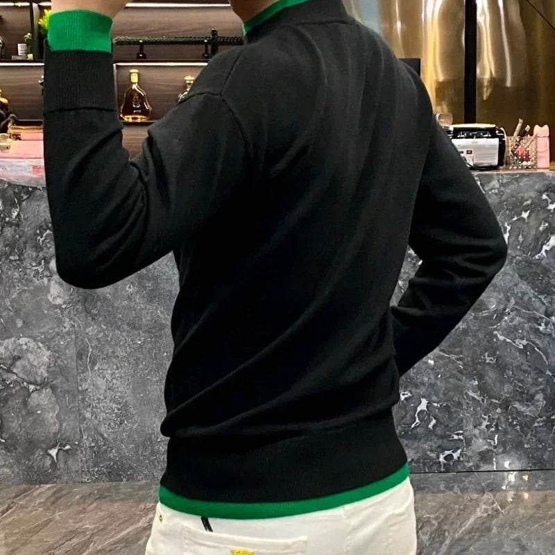 Autumn/Winter Casual Men's Sweater Long Sleeve Pullovers Fashion Contrast Crew Neck Sweatshirt Streetwear Men Clothing M-4XL - Buy Center