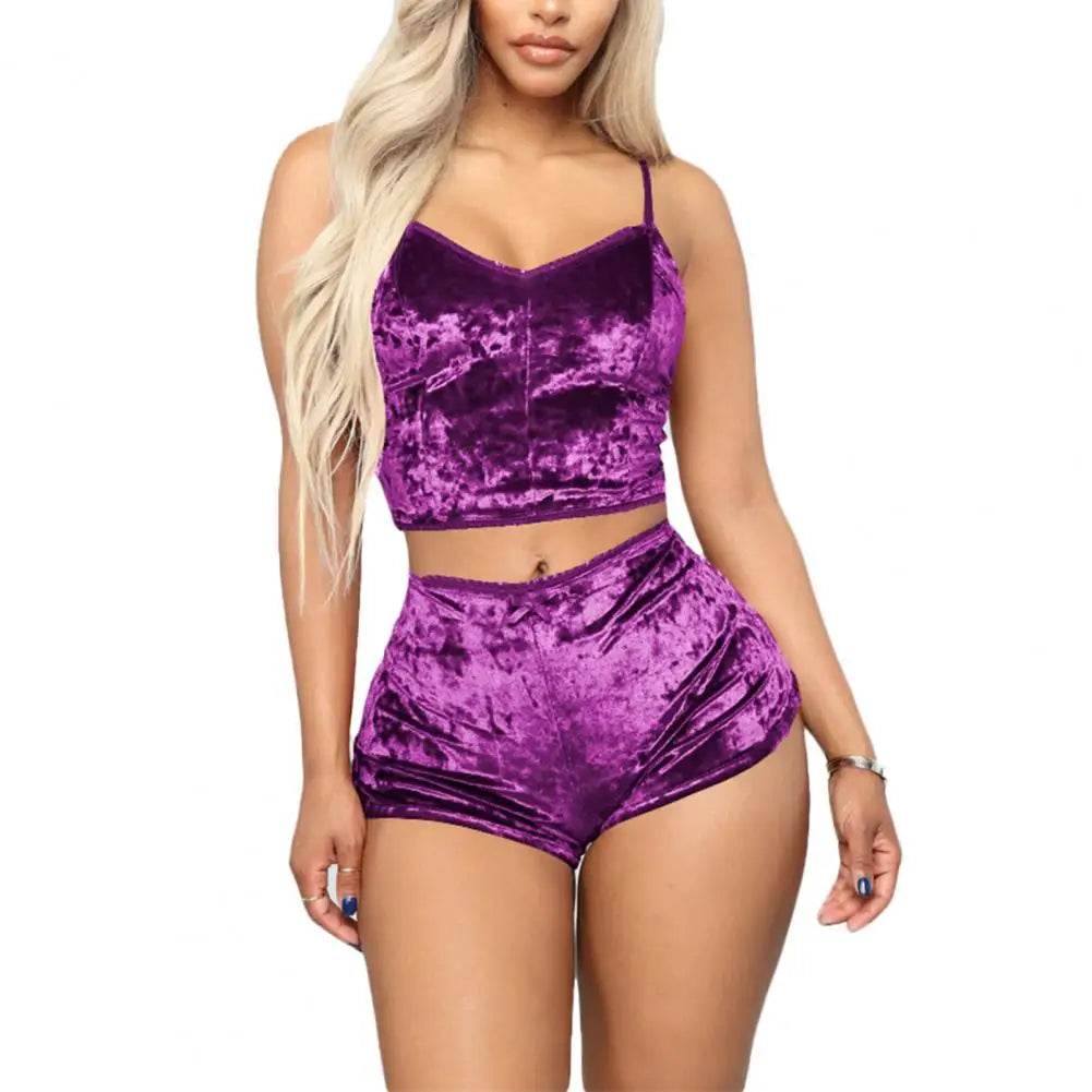 Velvet Women’s Spaghetti Strap Pajama Set - Summer Sleepwear - Buy Center