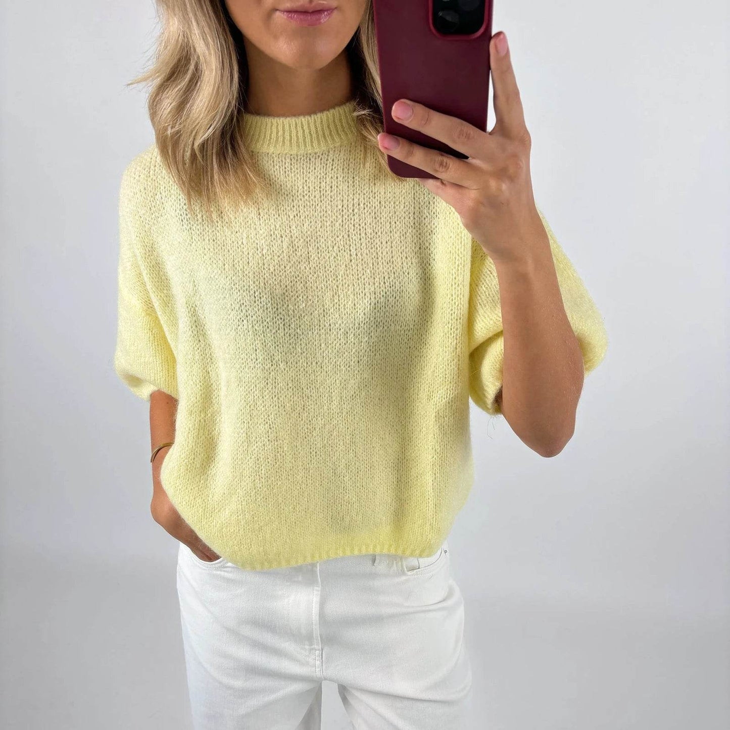 Imcute Women's Casual Knit Crop Top - Short Sleeve O-Neck Style - Buy Center