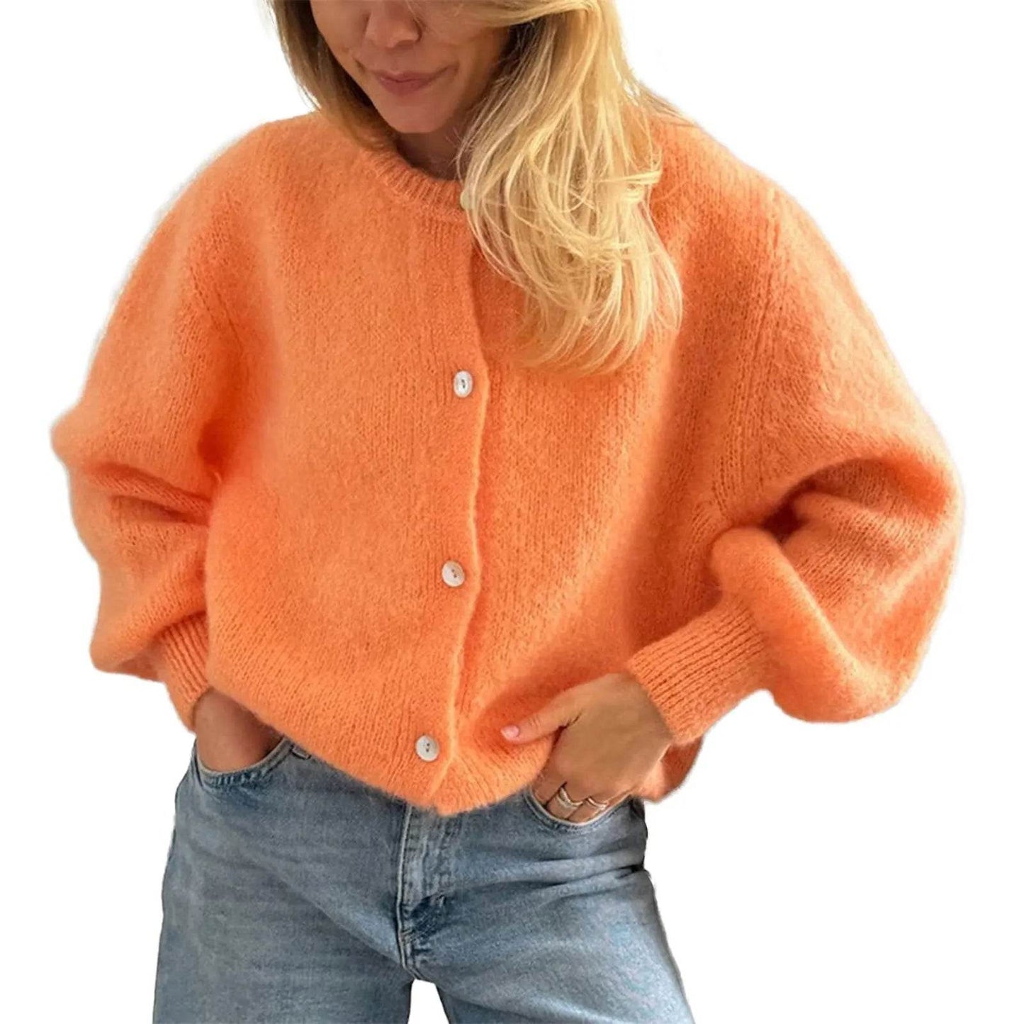 Goocheer Women's Casual Knitted Cardigan - Slim Fit O-neck Sweater - Buy Center