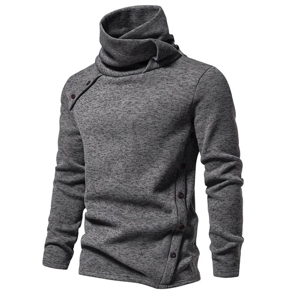 Autumn Winter Men Turtleneck Long Sleeve Sweater Korean Trend Solid Color Basic Shirt Knitted Button Design Pullover Man Clothes - Buy Center