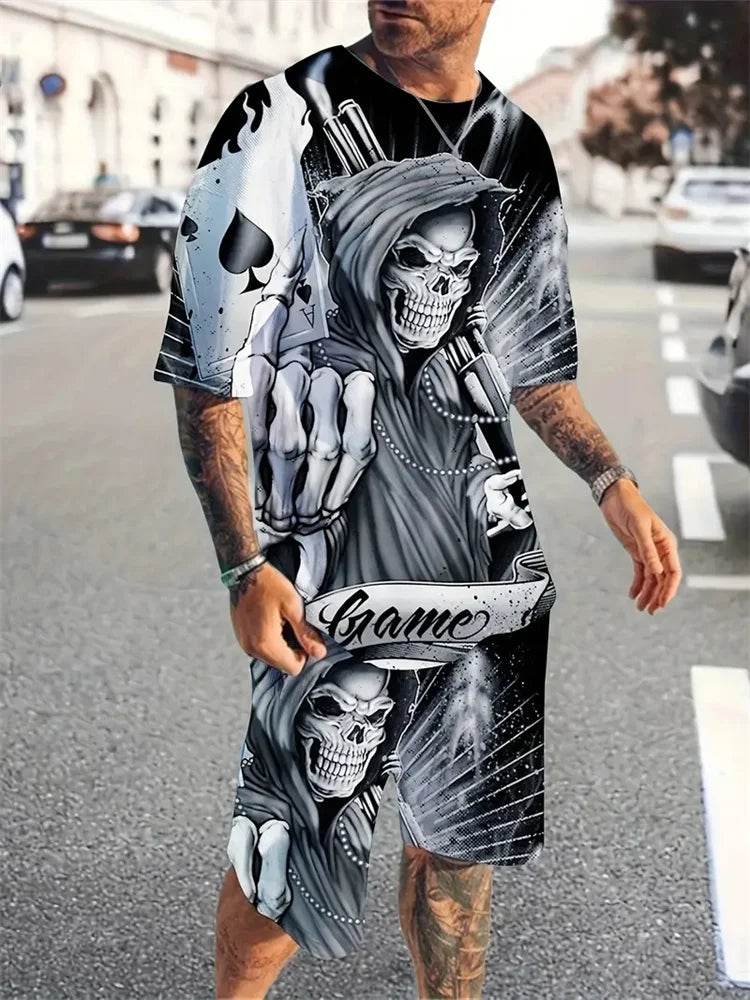 Yeae Plus Size Men's Summer Suit - Short Sleeve, Drawstring Shorts - Buy Center