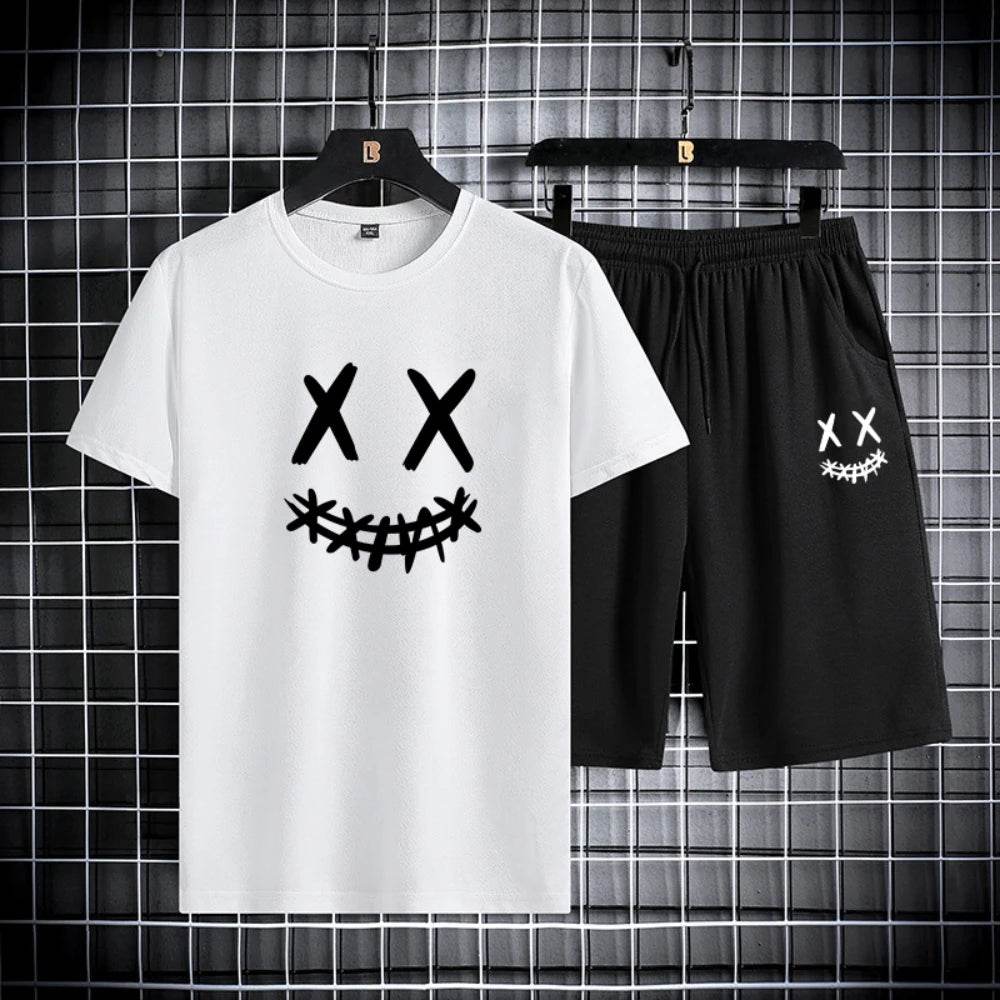 Men's Summer Sports Set - Round Neck T-Shirt & Shorts, Slim Fit - Buy Center