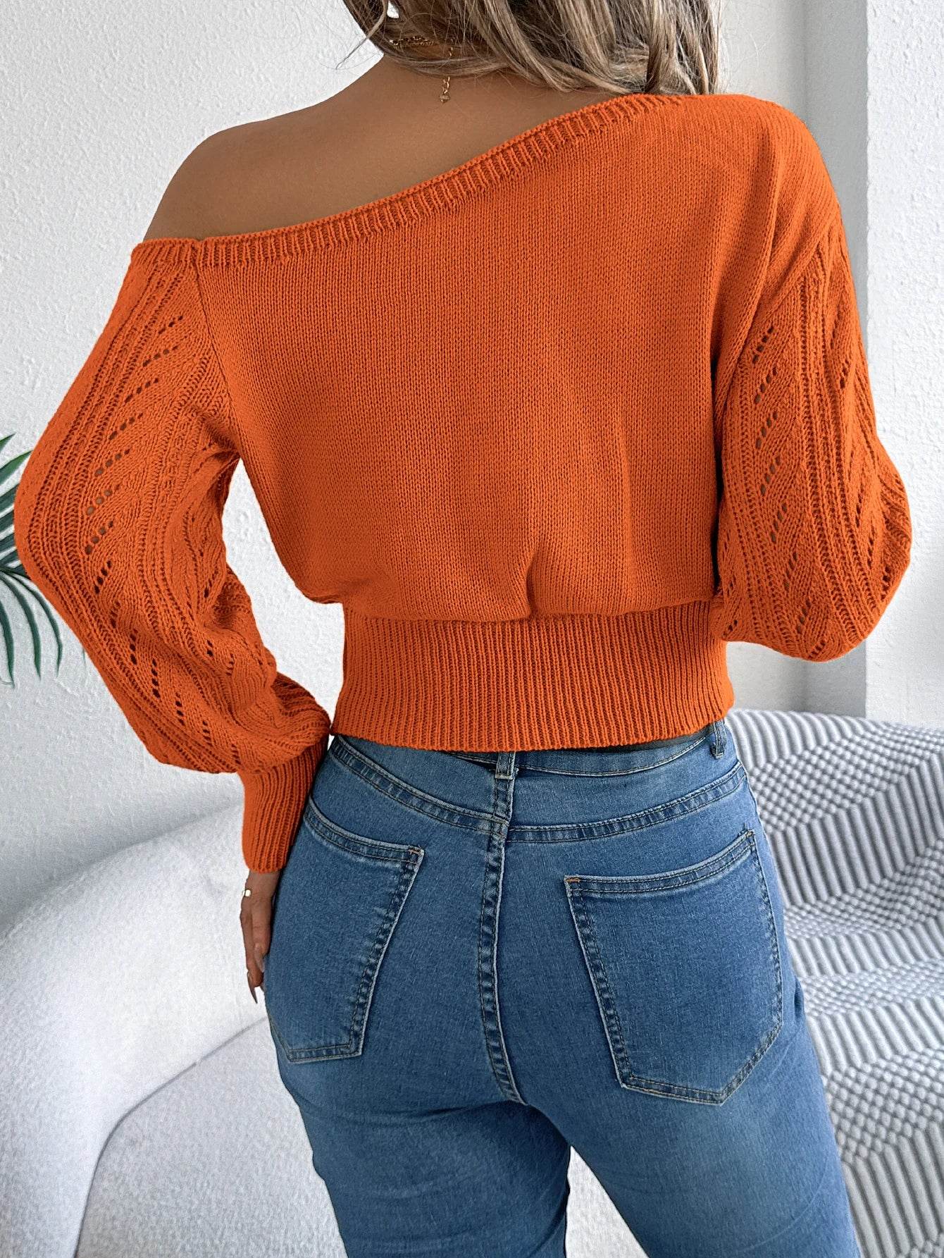 LUSMAY Women's Casual Off-Shoulder Pullover Sweater - Autumn Style - Buy Center