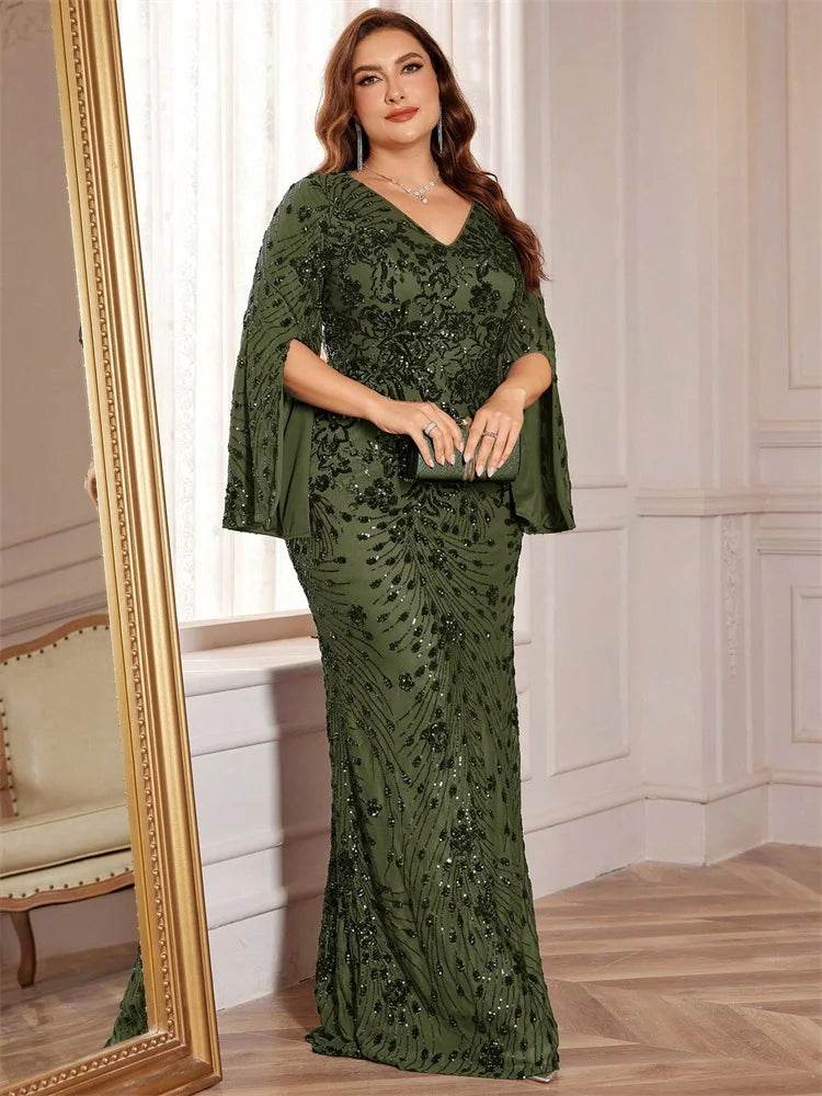 Lucy in Love Plus Size Gold Evening Dress - Long Sleeve Mermaid Gown - Buy Center