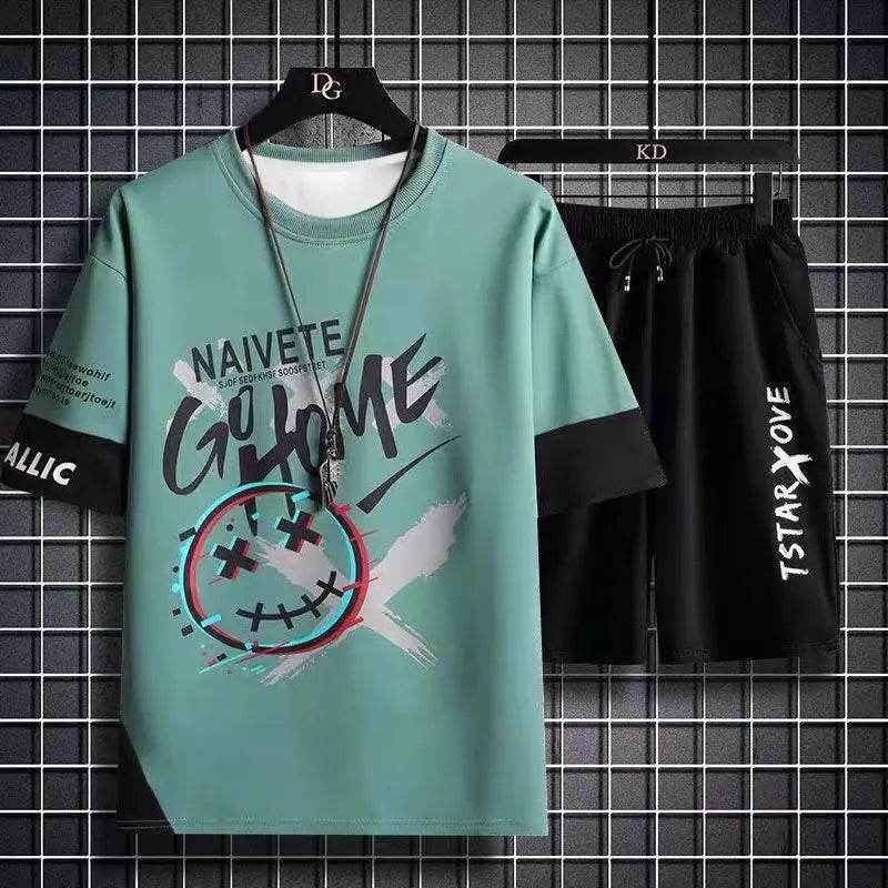 XMSFTD Men's Summer Fashion Tracksuit - Casual Short Sleeve Set - Buy Center