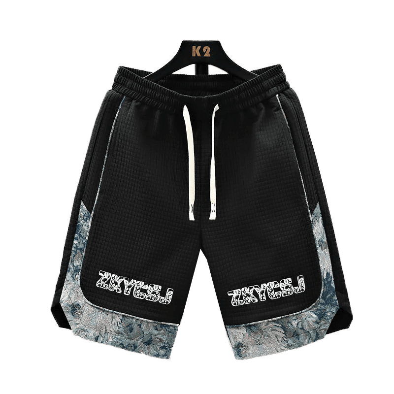Casual Summer Running Shorts for Men - Wave Pattern Patchwork Design - Buy Center