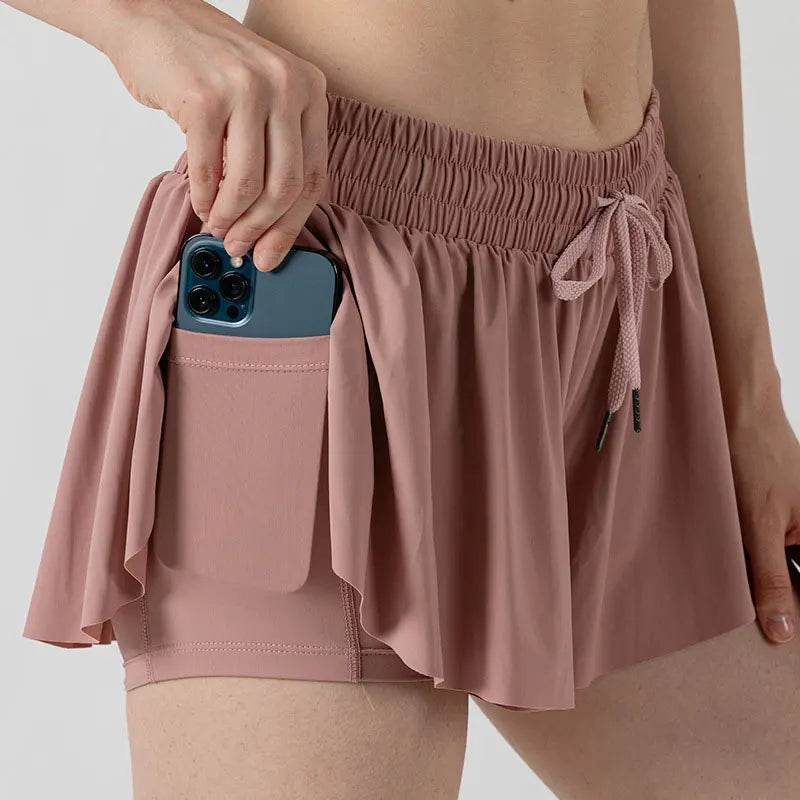 INLUMINE Women's 2-in-1 Flowing Sports Shorts - Butterfly Design - Buy Center