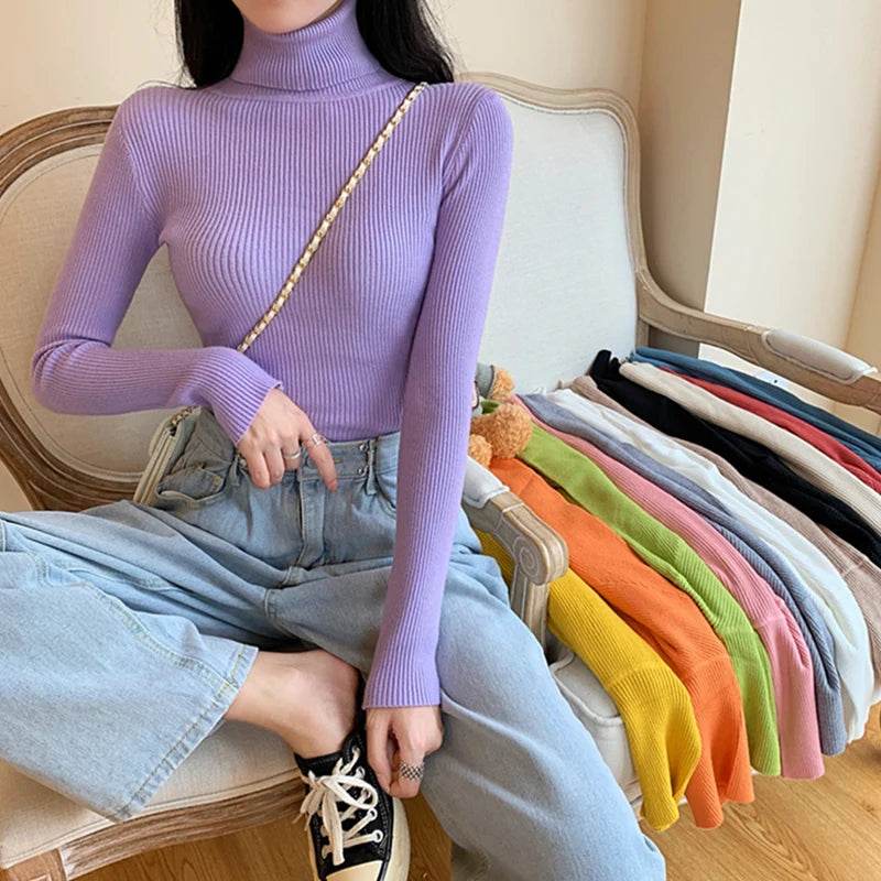 Women's Knitted Turtleneck Pullover - Autumn Winter Sweater - Buy Center