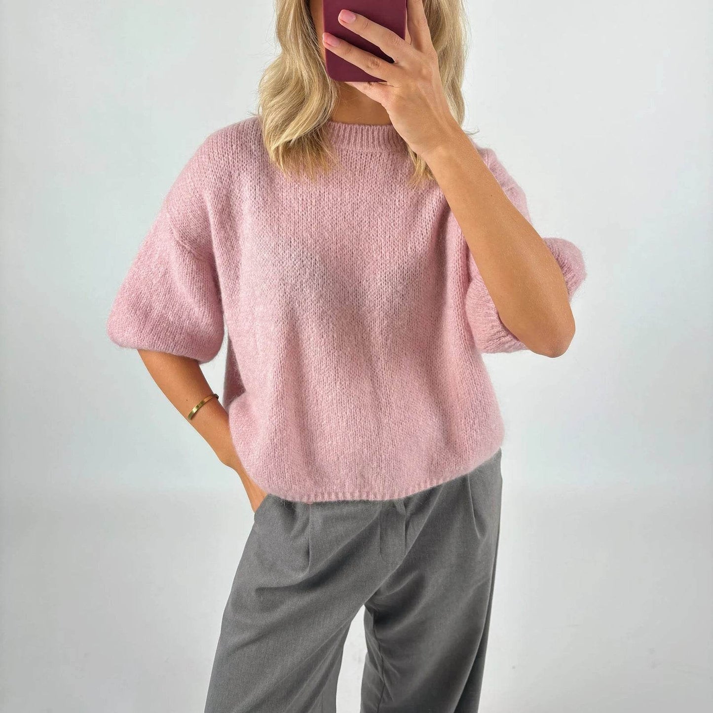 Imcute Women's Casual Knit Crop Top - Short Sleeve O-Neck Style - Buy Center