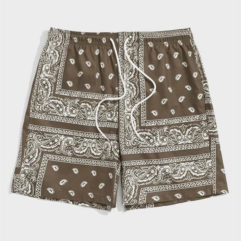 Classic Perris Pattern Beach Shorts for Men - Retro Casual Swim Trunks - Buy Center