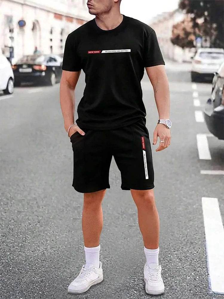 Men's Casual Crew Neck Short Sleeve Suit - Comfortable Outdoor Style - Buy Center